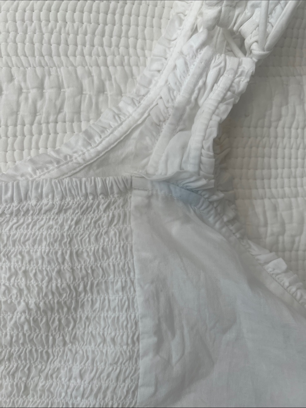 Free People White Smocked Tie-Shoulder Camisole - Picture 7 of 8